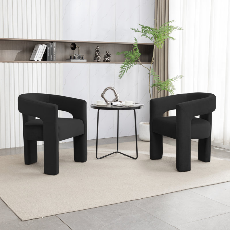 Demita 19.49'' H Tufted Velvet Upholstered Armchair, Black