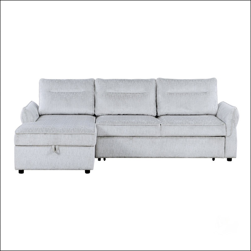 Canapé-lit gris Montana avec rangement spacieux, parfait pour la vie moderne et pour optimiser l'espace.