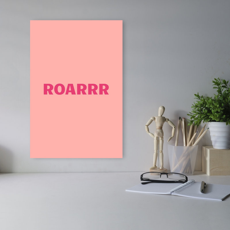 «Bold Pink Roar Bold Minimalist Playful», reproduction d'art murale, 18" H x 12" W
