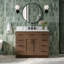 Meuble-lavabo simple en bois massif 42 po Tidworth avec plateau en quartz blanc 1,5 po-2050464237-2053305212