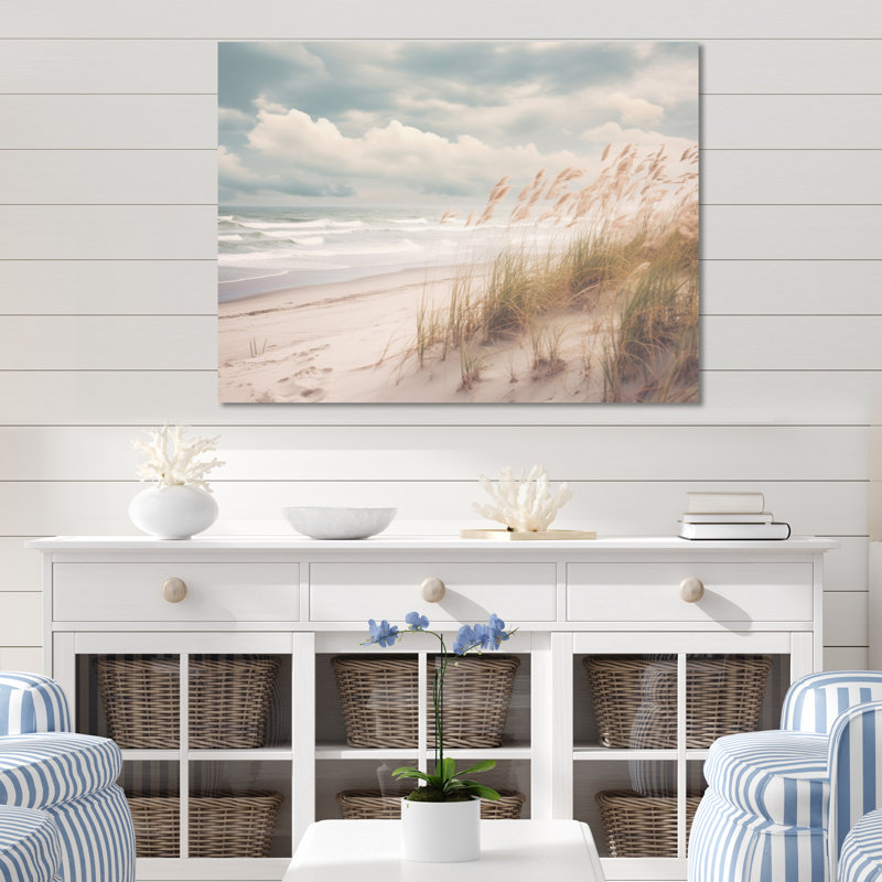 «Beach Grass Landscape IV - Nautical & Beach», reproduction d'art en métal, H 30 po x l 40 po