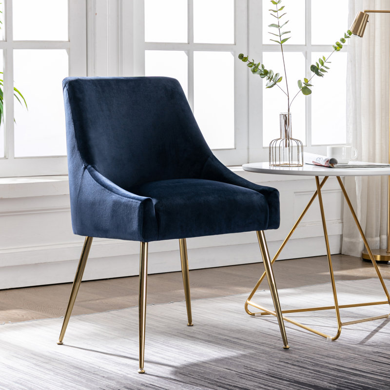 Koblas Velvet Accent Chair, Navy Blue Velvet