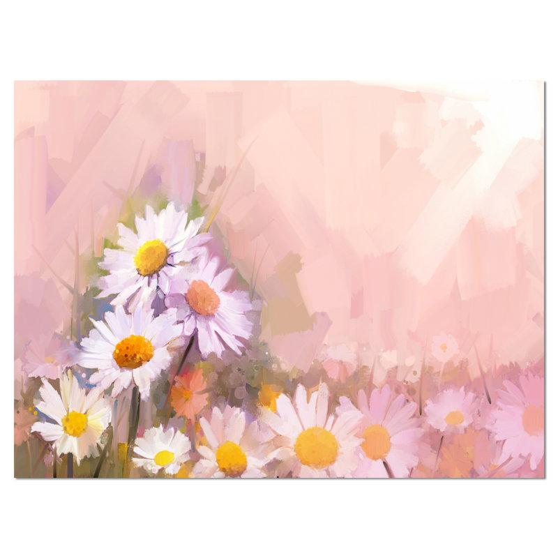 Gerbera Flowers on Soft Color Back - impression sur toile tendue, H 12 po x l 20 po