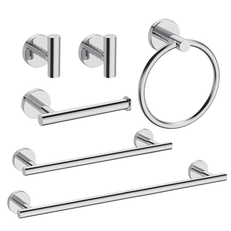 6-Piece Bathroom Hardware Set, Silver