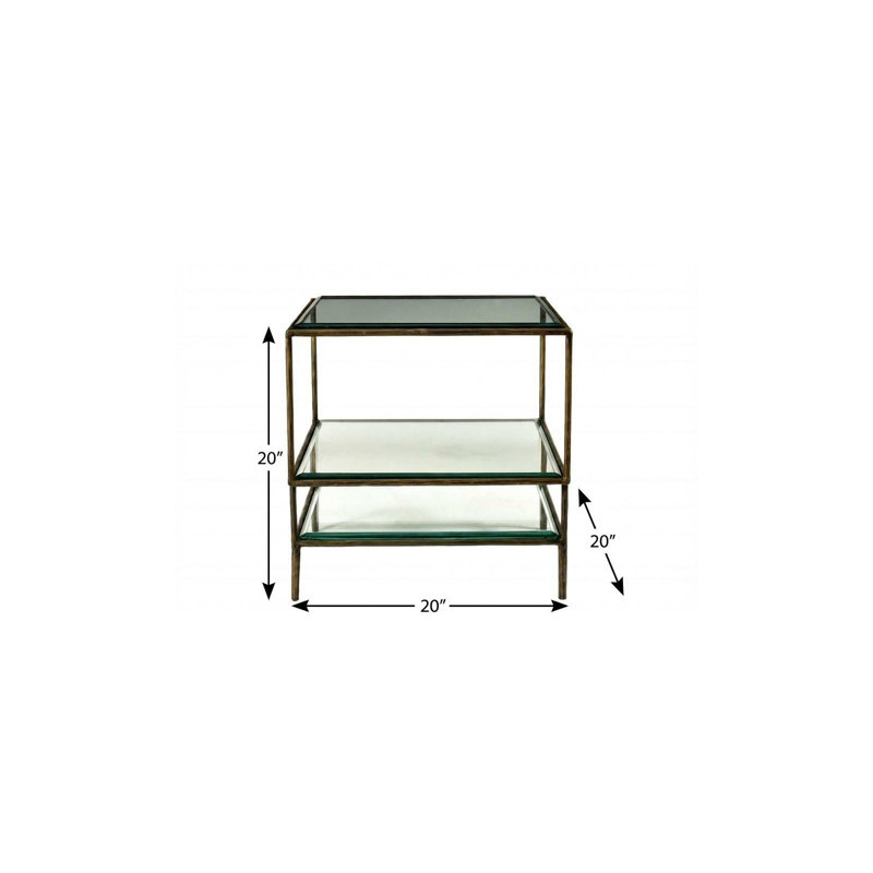 Table de bout en verre avec rangement