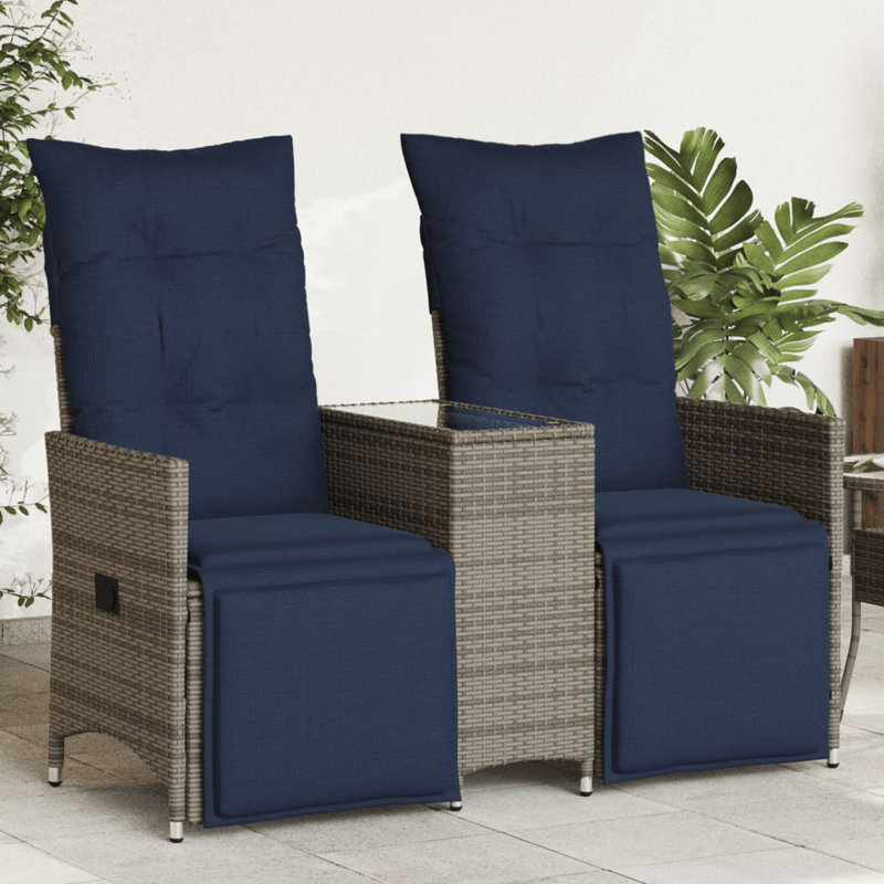 Canapé de patio inclinable 2 places Vidaxl, Gris, Gris foncé