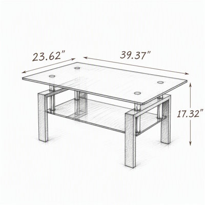 Table basse en verre trempé noir