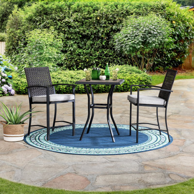 2 - Person Square Stone Patio Dining Set with Cushions included