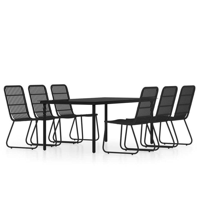 Jadynn 6 - Person Patio Dining Set with Rectangular Table, Black