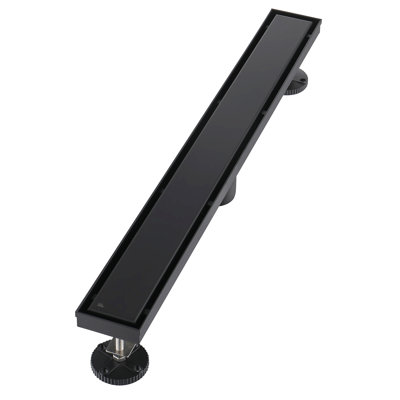 Drain de douche linéaire en acier inoxydable de 18 pouces avec piège à cheveux et insert de carrelage et grille 2 en 1
