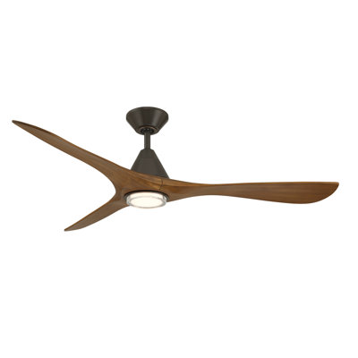 Ventilateur de plafond intelligent en bois naturel Carve 3 avec trousse d'éclairage à DEL sélectionnable 2700K-3000K-4000K-5000K et télécommande incluses, fonctionne avec Alexa et l'application Android ou Android