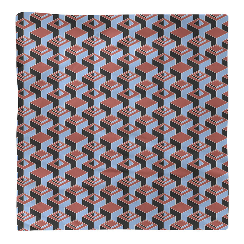 Serviette de table en coton à motif de gratte-ciels à deux couleurs, H 0,1 po x l 10 po x P 10 po, Rouge / bleu sarcelle