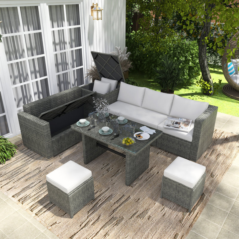 Ensemble repas pour 7 personnes, Beige, Gris