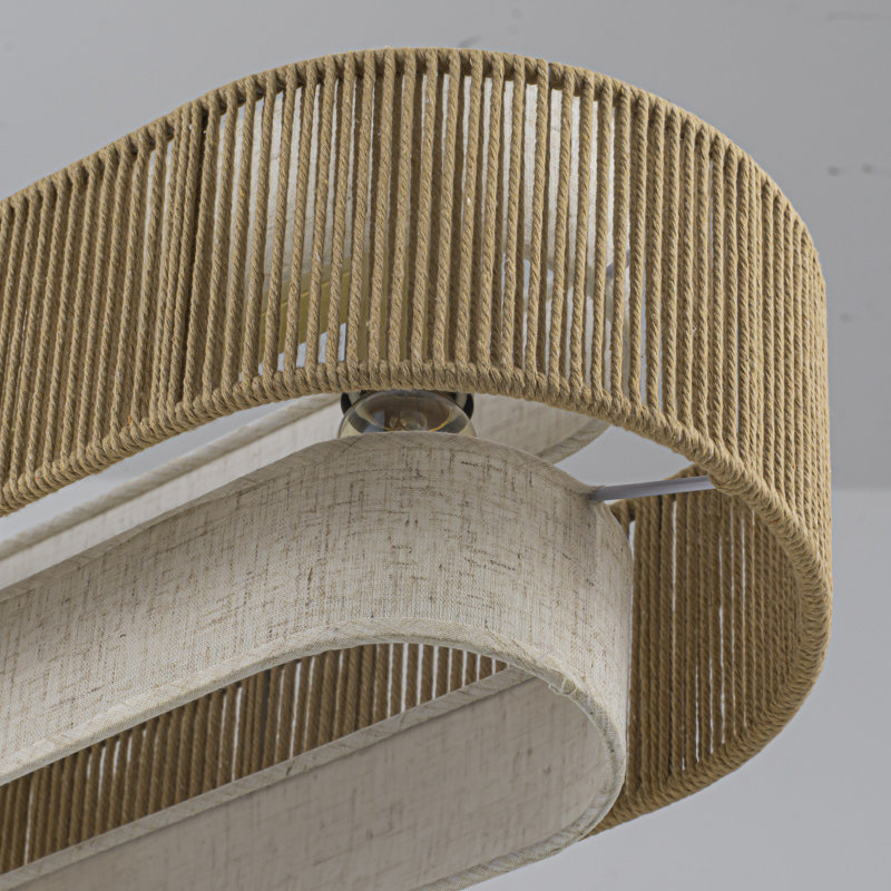 5-light Natural Rattan Kitchen Island Chandelier