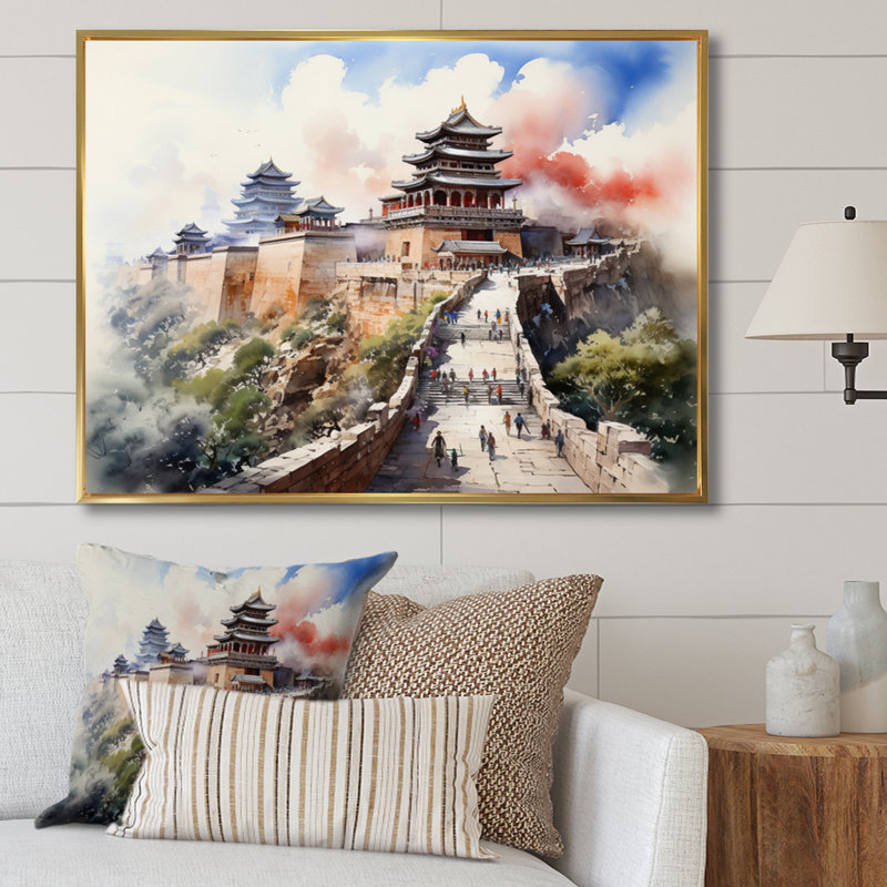 «China Art Forbidden City II», reproduction d'art sur toile, H 12 po x l 20 po x P 1 po, Cadre flottant doré
