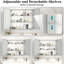 Armoire à pharmacie murale à miroir 32 po x 28 po, structure en aluminium, rangement grande capacité, usure, formaldéhyde argenté, tablettes multiples, compartiments de rangement, antirouille