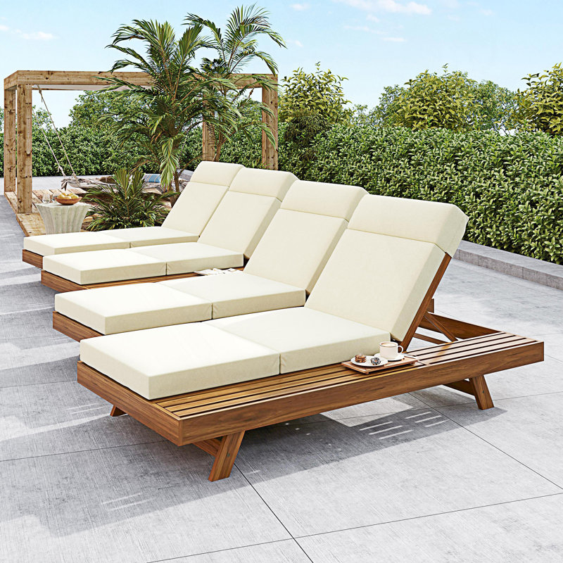 Ensemble de méridienne avec repose-tête et coussins (3 fois et 4 pouces), espace disponible d'un côté, Beige