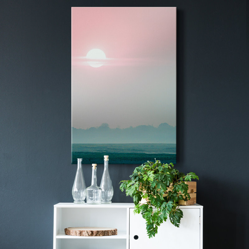 Coucher de soleil sur le Mékong - impression sur toile tendue, H 36 po x l 24 po x P 1 po