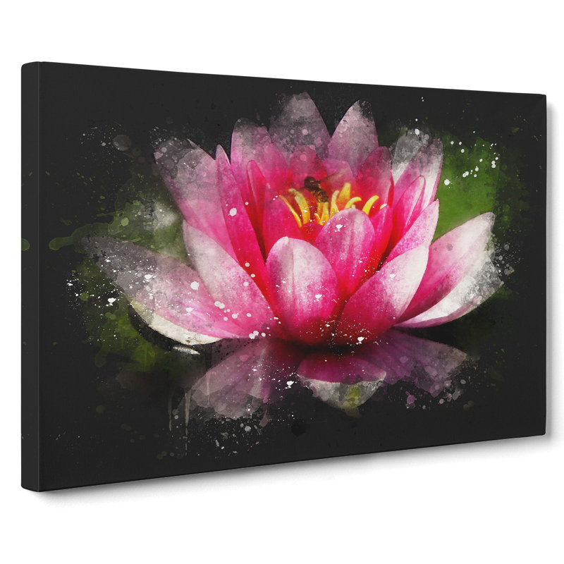 Pink Water Lily Flower Vol.3 - Wrapped Canvas, 40cm H x 60cm W x 3cm D