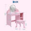 2-in-1 Kids Vanity Table Set with LED Lighted Adjustable Mirror – Stool, Storage Drawers, Open Shelves – Makeup and Study Desk for Bedroom or Playroom-354077735