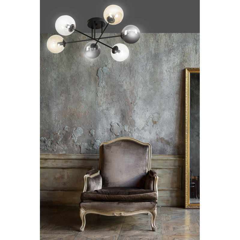 Cadesia Glass Semi Flush Mount, Graphite/Amber/Transparent