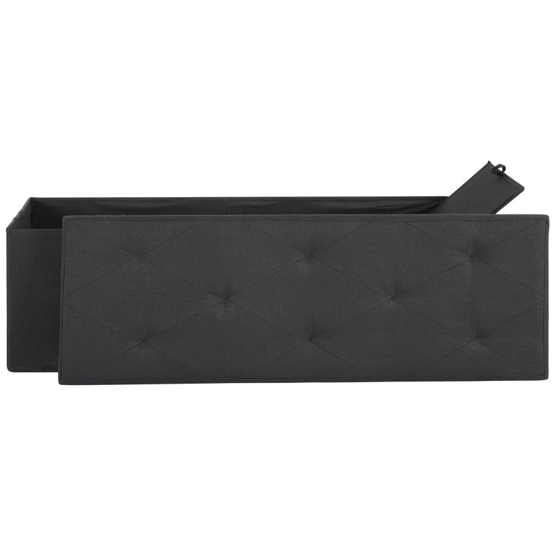 Thatcham Upholstered Ottoman, Black Polyester Blend