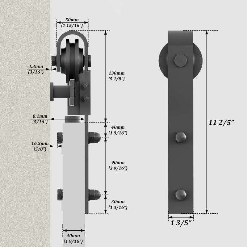 Porte de grange en treillis de 84 po en MDF avec quincaillerie (comprend une rampe ronde en tube et une butée de balançoire)