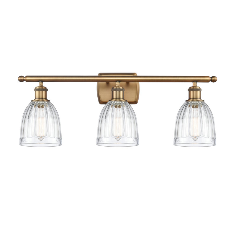 Éclairage pour salle de bain 3 lumières Dunder, Ampoule incandescente rétro de 60 watts, Transparent, Or satiné