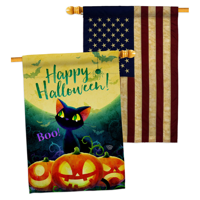 Double Sided 40'' H x 28'' W Polyester Halloween House Flag