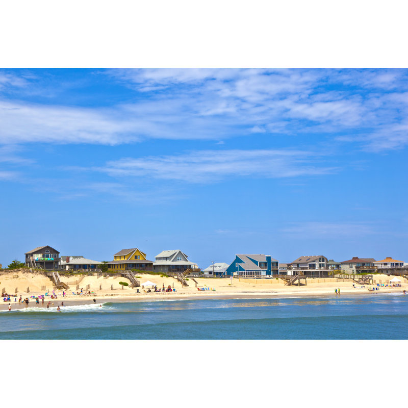 Plage avec chalets par Meinzahn - Photographie sur toile tendue, L 48 po x H 32 po