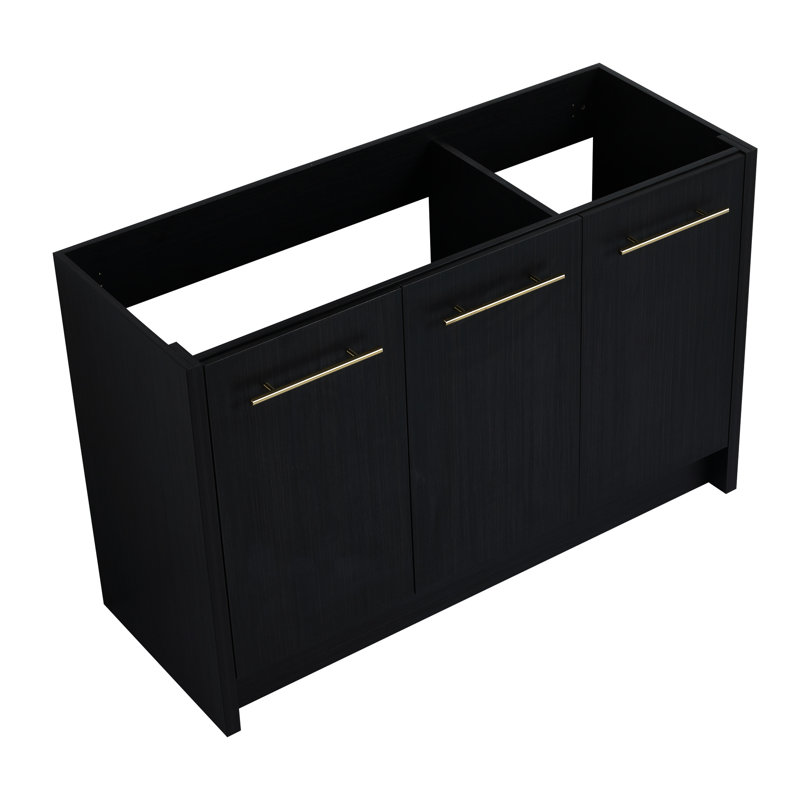 Meuble-lavabo autoportant noir de 48 po en châtaignier noir - aspect contemporain avec porte à fermeture en douceur et espace de rangement suffisant pour une allure moderne