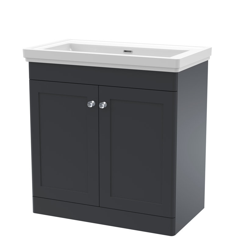 Classique 830 mm Freestanding Single Vanity with Drop In Basin, Satin Anthracite