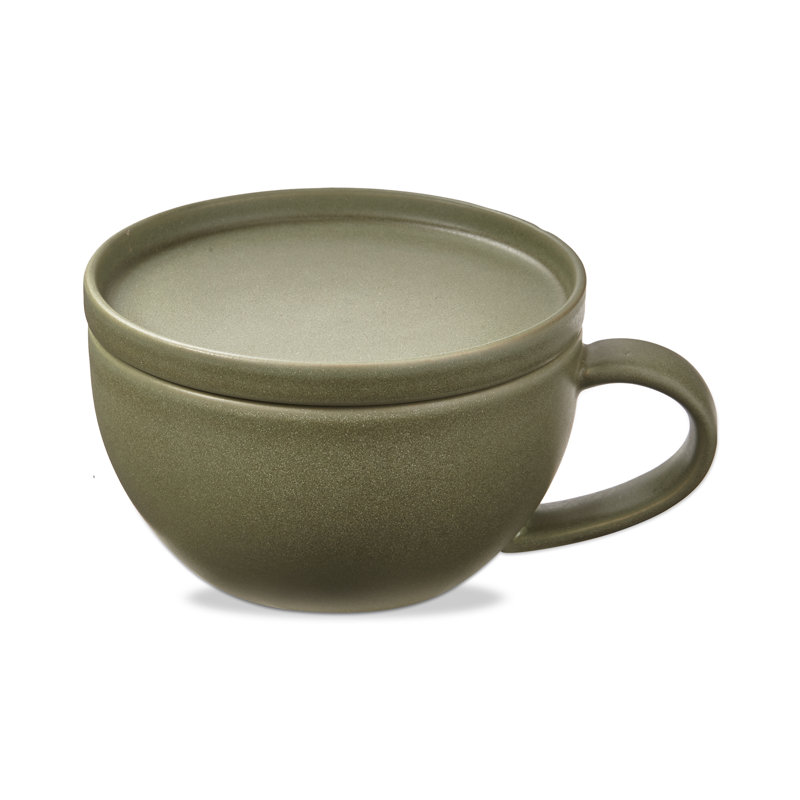 Tasse à soupe en grès 24 oz avec couvercle Adymn Logan, Vert