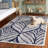 Arisdelsy Floral Handmade Tufted Wool Navy/Ivory Area Rug-1180274