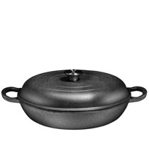 Bruntmor Enameled Cast Iron Braiser with Lid - Dual Handle 3.3 Quart Cast  Iron Braising Pan for BBQ, Fryer, and Camping - Pre-Seasoned Dutch Oven  with