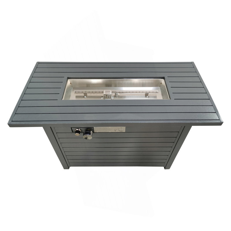 Foyer de table extérieur en acier au propane de 25 po H x 42 po avec couvercle (gris), Gris