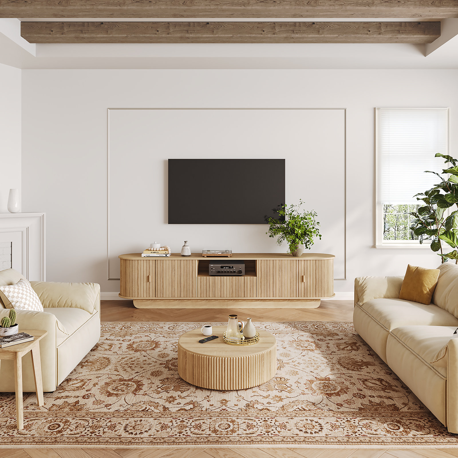 86.6" Curved Tv Stand