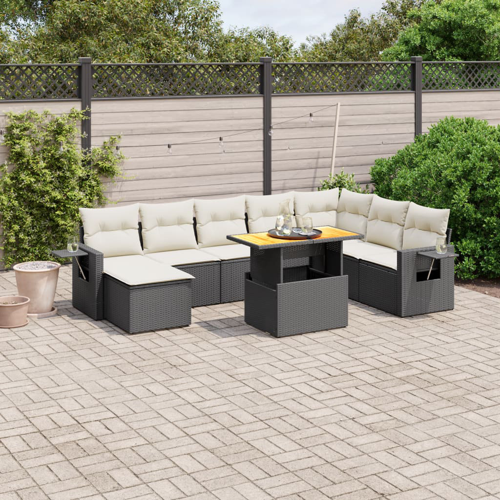 Vidaxl 9-Tlg. Garten-Sofagarnitur Mit Kissen Schwarz Polyrattan