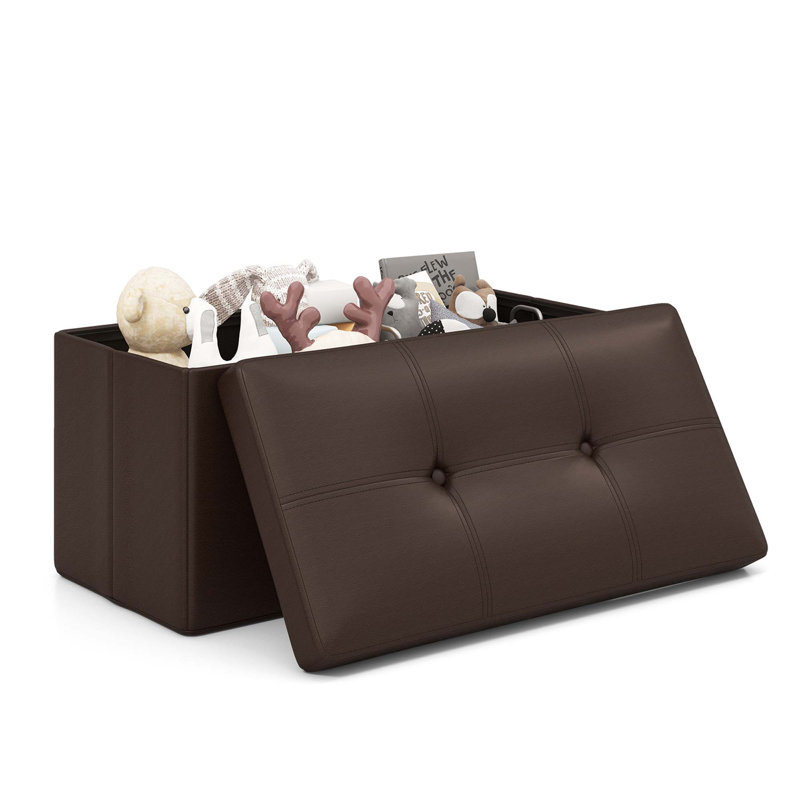 Faux Leather Ottoman, Brown Faux Leather