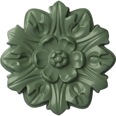 Endurathane Emery Leaf Ceiling Medallion, 7 5/8"OD x 1"P, Hand-Painted Athenian Green Finish
