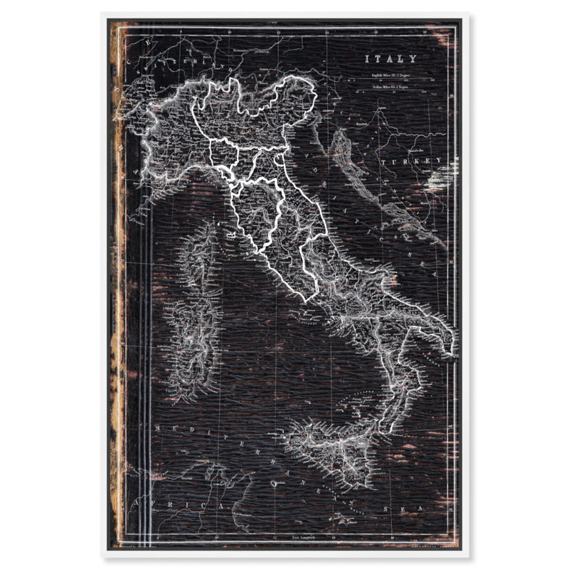 « map of italie 1873 », impression sur toile, H 16 po x l 24 po, Cadre blanc