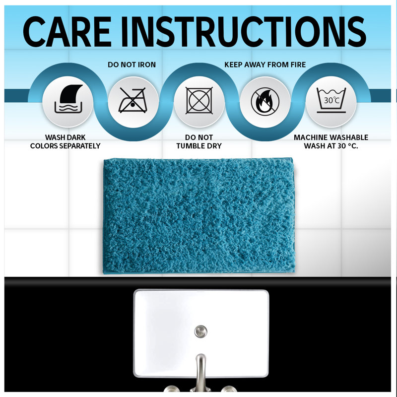 Luxury Zero Twist Bath Mat Set 2 Piece Plush Microfiber Bathroom Rug & Pedestal Mat Non Slip Absorbent Washable, Turquoise
