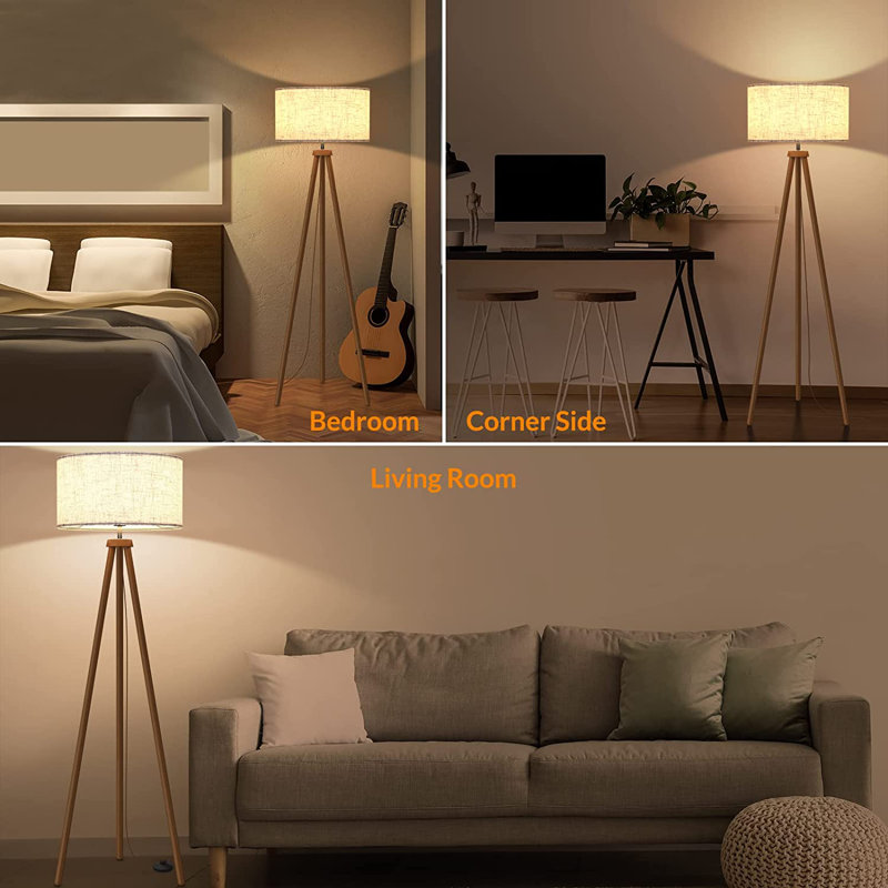 60.62'' Brown Tripod Floor Lamp