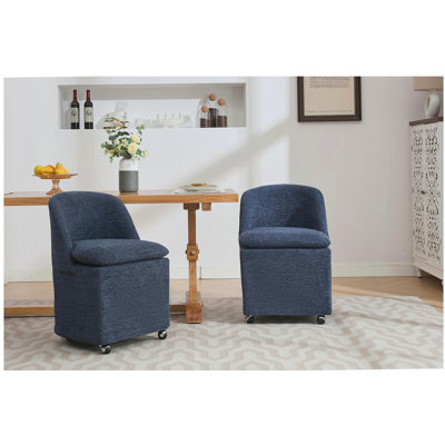 Ensemble 2 pièces de table de salle à manger et chaises en nubuck avec roues universelles