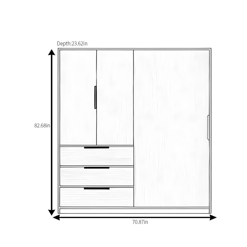 Modern Simple Wardrobe, H 83 po x l 71 po x P 24 po