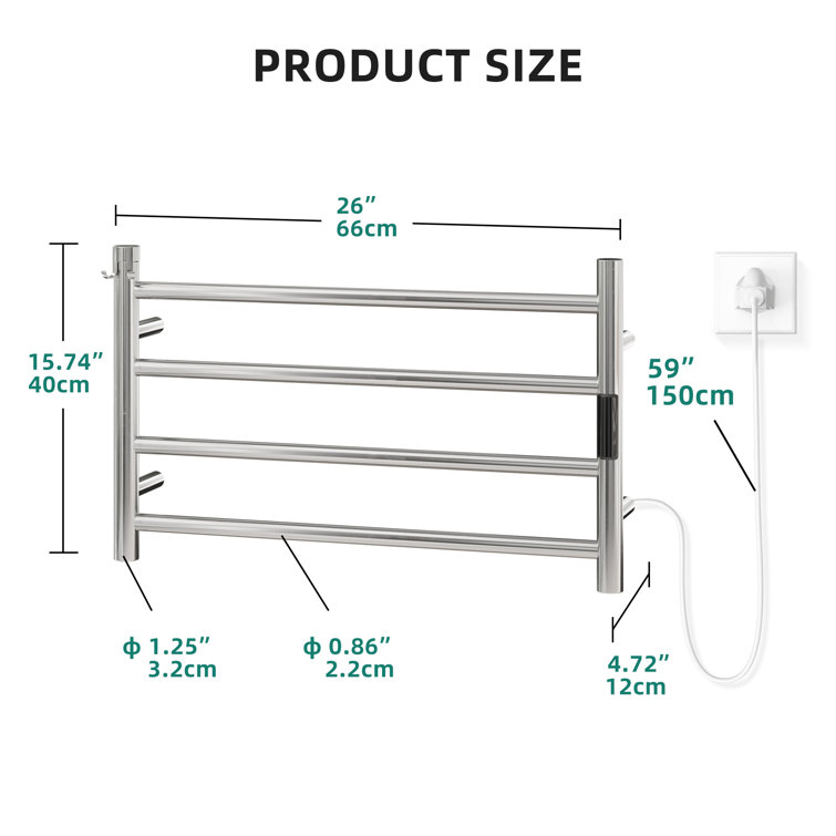 YITAHOME Straight Towel Rail Electric Towel Warmer | Wayfair