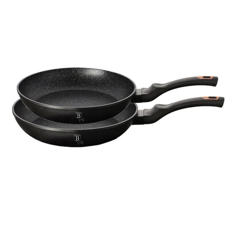 Aluminum Non-Stick Frying Pan Set, Black Rose