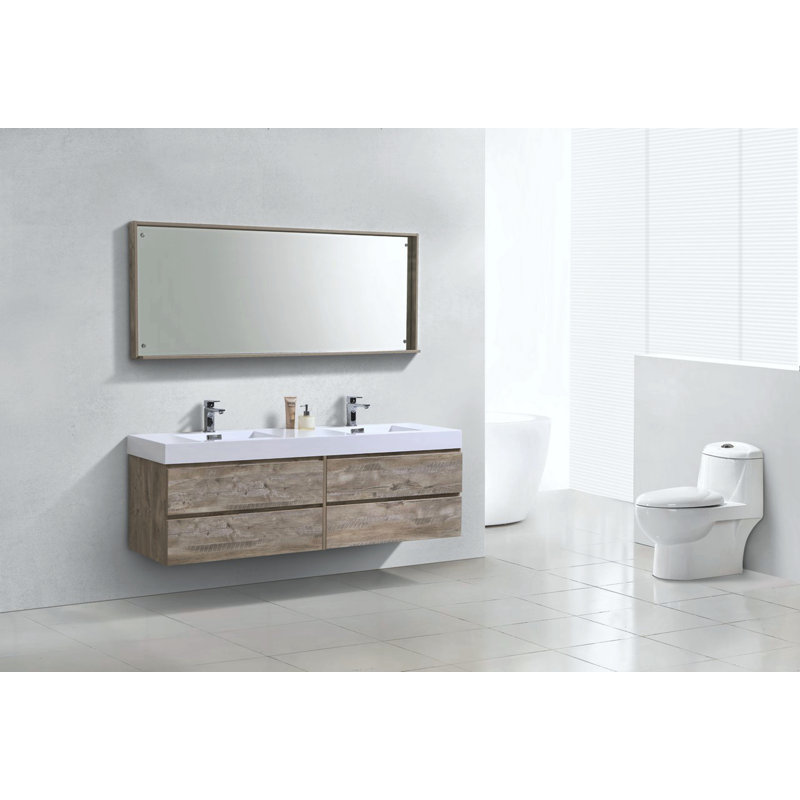 Ensemble de meuble-lavabo double 80 po Royka, Naturel