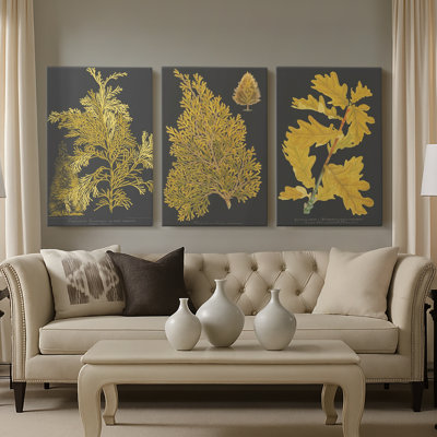 Trees & Leaves I - Toile tendue sur mesure avec châssis - 3 pièces