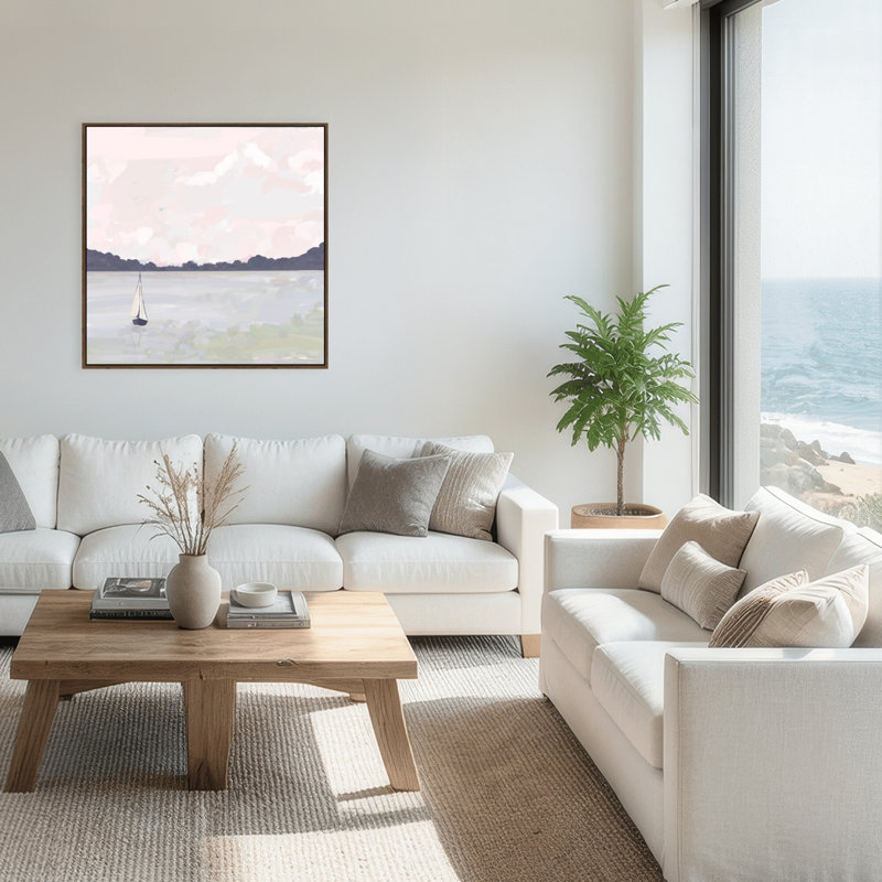 Retraite côtière naviguant à travers l'abstraction par Gypsea Village, Framed Canvas, Brown, 24" H x 24" W x 2.375" D